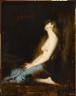 Jean-Jacques HENNER, La Magdeleine, entre 1878. Etude ou réplique du tableau du salon de 1878. Scène de repentance dans la grotte. 'Un ouvrage exquis...c'est de la chair, c'est de la vie...'(Castagnary). Huile sur bois, 27 x 21 cm, Musée Jean-Jacques Henner - (c) RMN, Photo: Franck Raux