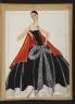 Les Années Folles à Galliera. Dessin Maison LANVIN, Robe 'La Cavallini' et cape 'Rita', vers 1925 (c) Patrimoine Lanvin/ Sylvain Bardin