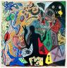 A.R. Penck, Meeting (Rencontre), 1976. Acrylique sur toile, 285 x 285 cm. Musée d'art moderne, Saint-Etienne Métropole (c) A.R. Penck, Courtesy Galerie Michael Werner, Cologne & New York