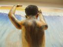 Stéphane Pencréac'h, Monoghagha (détail), 2007. Huile sur toile, coquillages, mannequin, filasse et polystyrène extrudé sur toile. 260 x 195 cm