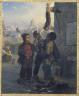 Anonyme. Petits ramoneurs se désaltérant à l'eau d'une pompe sur le quai du Louvre, vers 1830. Huile sur toile. Musée Carnavalet (c) Musée Carnavalet / Roger-Viollet