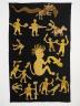 Copie d'une tenture fon historiée du palais d'Abomey. Réalisée par les petits-fils des Yémadjé, artisans en tenture et habits royaux. Au centre, incarnation de Ghézo s'emparant de deux poissons. Coton importé (c) musée du quai Branly, photo Patrick Gries