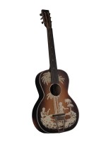 Guitare des années 1930 décorée au pochoir 
