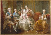La Famille du duc de Penthièvre en 1768 dit aussi La Tasse de Chocolat Jean-Baptiste Charpentier, le Vieux (1728-1806) MV7716 ©RMN - Grand Palais (Château de Versailles) / Gérard Blot