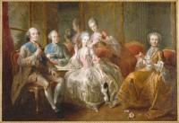 La Famille du duc de Penthièvre en 1768 dit aussi La Tasse de Chocolat Jean-Baptiste Charpentier, le Vieux (1728-1806) MV7716 ©RMN - Grand Palais (Château de Versailles) / Gérard Blot