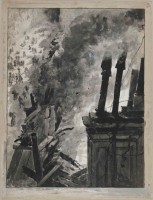 Paul Thiriat, Incendie de l’Opéra Comique, vue depuis les toits, 1887, Paris, musée Carnavalet © Musée Carnavalet / Roger-Viollet