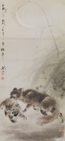 Gao Jianfu, Les faibles sont la proie des forts, 1914/28. Encre et couleurs sur papier (c) Hong Kong Museum of Art
