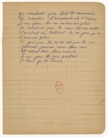 Chanson autographe d’Édith Piaf « si tu me quittais je te tuerais » sur papier cahier, à l’encre bleu, 1963 ( ?) BnF, Arts du spectacle
