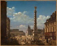 Etienne Bouhot (1780-1862), La place Vendôme et la rue de Castiglione avec les ruines de l’église des Feuillants, 1808. Huile sur toile © Stéphane Piera / Musée Carnavalet / Roger-Viollet