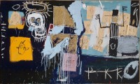 Jean-Michel Basquiat, Slave Auction, 1982. Collage de papiers froissés, pastel gras et peinture acrylique sur toile. © Centre Pompidou, mnam/cci, Dist. RMN-Grand Palais / Philippe Migeat © The estate of Jean-Michel Basquiat / Adagp, Paris