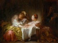 Jean-Honoré Fragonard, "L'Enjeu perdu ou Le Baiser gagné", vers 1759-1760, huile sur toile, 48,3 x 63,5 cm, New York, The Metropolitan Museum, don de Jessie Woolworth Donahue, 1956, © The Metropolitan Museum of Art, dist. Rmn-Grand Palais / image of the MMA