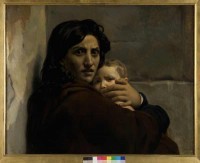 Léon Cogniet (1794-1880), Tête de femme et d’enfant, Esquisse pour la Scène du Massacre des Innocents, vers 1824, huile sur toile, Orléans, Musée des Beaux-Arts © Musée des Beaux-Arts cliché François Lauginie