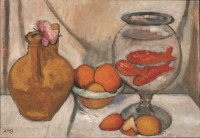 Paula Modersohn-Becker (1876-1907) Nature morte au bocal de poissons rouges Mai-juin 1906, détrempe sur carton, 50,5 x 74 cm Von der Heydt-Museum, Wuppertal © Paula-Modersohn-Becker-Stiftung, Brême