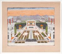 Jardin de palais dominant un lac et un paysage de collines Hyderabad, Inde, vers 1750, gouache sur papier, inv. 781 Fondation Custodia, Collection Frits Lugt, Paris. © Fondation Custodia, Collection Frits Lugt, Paris