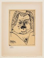 Pablo Picasso (1881-1973). Portrait lithographié de Balzac sur vélin d'Arches, 1957 (c) Maison de Balzac / Roger-Viollet (c) Succession Picasso, 2016
