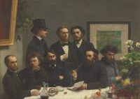 Henri Fantin-Latour Coin de table de gauche à droite : Paul Verlaine, Arthur Rimbaud, Elzéar Bonnier, Léon Valade, Emile Blémont, Jean Aicart, Ernest d’Hervilly, Camille Pelletan 1872 huile sur toile ; 161 x 223 cm Paris, musée d’Orsay © Rmn-Grand Palais (musée d’Orsay) / Photo Hervé Lewandowski