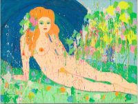 Walasse Ting. Raindrops on my eyes, 1974. Acrylique sur toile. The Estate of Walasse Ting (c) The Estate of Walasse Ting / Adagp, 2016, Photo John Sturges