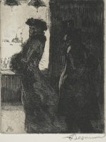 Albert Besnard (1849-1934), L’inconnue ou La Raccrocheuse (de la série «Elle»), 1900-1901, eau forte, 13,8 x 11 cm, Collection privée. Photo © Th.Hennocque