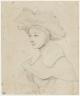 Jean-Baptiste Camille Corot (1796-1875), Portrait de jeune fille au grand chapeau, dit 'Mon Agar', 1830, Graphite, sur papier gris, Paris, musée du Louvre, DAG - (c) Photo RMN / Thierry Le Mage