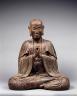 Moine assis formant le sceau ésotérique du 'Recueuillement sur le sinciput du Buddha' (Fobu xin sanmeiye yin), Chine, dynastie des Song du Nord (960-1127), Sculpture, bois laqué sur feuille métallique, Acquisition 1997 - (c) Thierry Ollivier / RMN