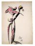Julio GONZALEZ, Femme au miroir, 12 juillet 1937, Encre de Chine et crayons de couleur gras sur papier brun, 38,5 x 27,9 cm - (c) ADAGP/Collection Centre Pompidou, Paris, Dist. RMN, Photo: Jacques Faujour