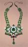 Projet de collier d'émeraudes, diamants et rubis montés sur platine; gouache sur papier. Boucheron pour le maharajah Bhupinder Singh de Patiala, 1928. Le collier est réalisé avec 118 émeraudes (1496,03 carats), 800 diamants (57,23 carats) et 43 rubis (245,65 carats) (c) Collection   Roli