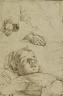 Polidoro da Caravaggio, Enfant endormi et deux études de sa main droite. Inv 6098 (c) RMN / Thierry Le Mage