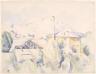 Paul Cézanne (1839-1906), Le Four à plâtre (au fond, la montagne Sainte-Victoire), vers 1890-1894. Crayon noir et aquarelle sur papier vélin, trous d'épingles aux angles. 42 x 52,9 cm. Paris, musée d'Orsay, conservé au département des arts graphiques du musée du Louvre (c) Photo RMN / Jean-Gilles Berizzi