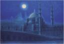 Mosquée bleue à la lumière de la lune voilée, Istanbul, 2007. Tableau encadré. Polychrome sur papier. 80,3 x 116,7 cm