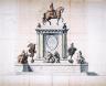 Agence de Jules Hardouin-Mansart, Elévation de la statue équestre de Louis XIV pour la place Vendôme, projet vers 1686. Dessin à l'encre et au lavis. Musée Carnavalet (c) Musée Carnavalet / Roger-Viollet