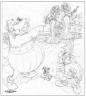 Albert Uderzo. Crayonné original de la couverture d'Astérix et Latraviata (détail), 2001. Collection particulière (c) 2009 Les Editions Albert René / Goscinny-Uderzo
