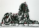 William Kentridge. Sphinx, 2010. Fusain, crayon de couleur, aquarelle, collage sur papier (c) Courtesy Marian Goodman Gallery, Paris